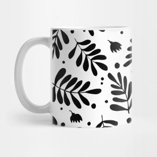 Branches and flowers - black and white Mug